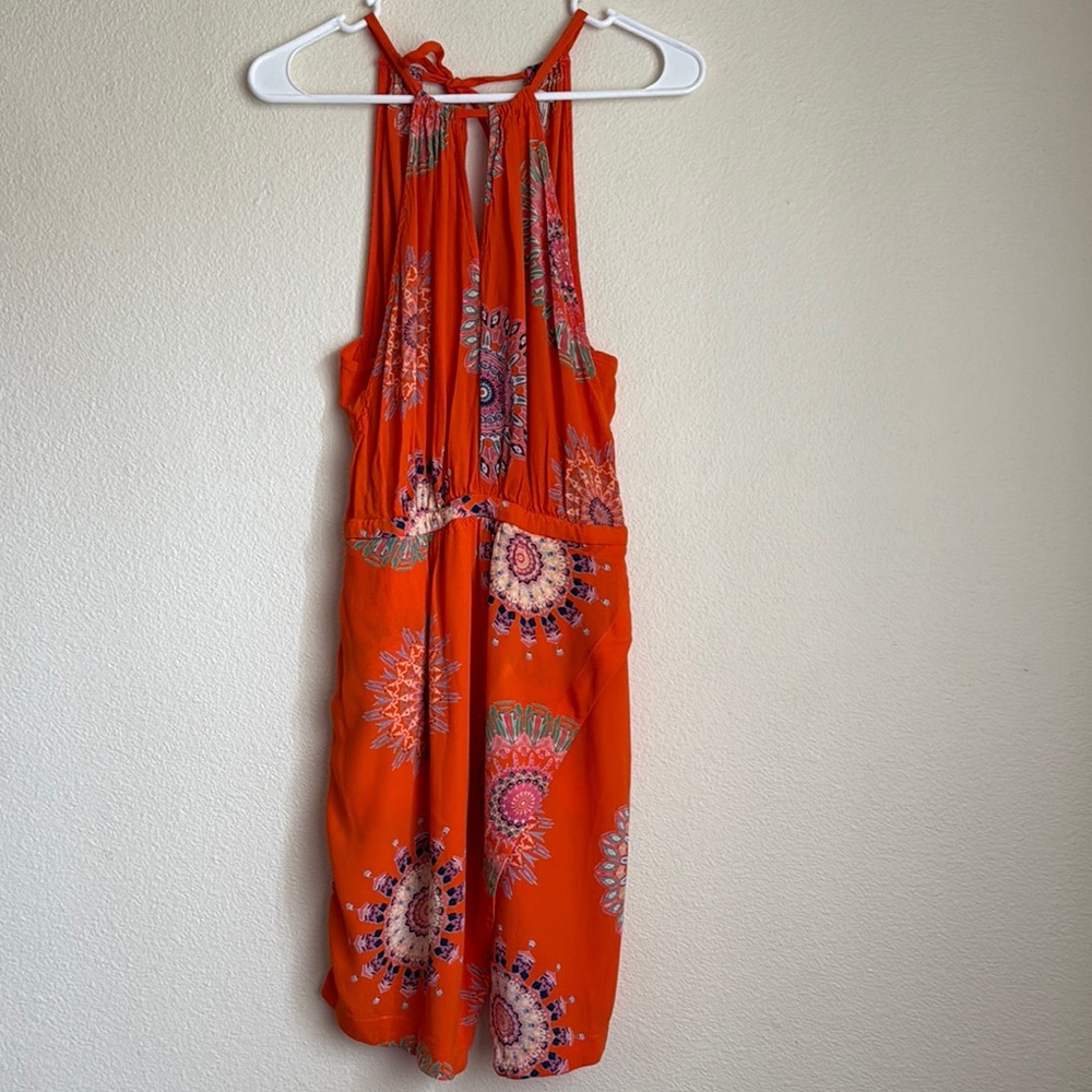 Floreat Orange Sundress Halter Neck Sleeveless